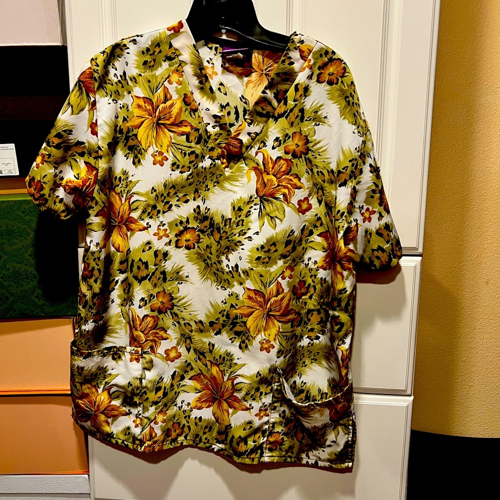 Silky scrubs attractive top